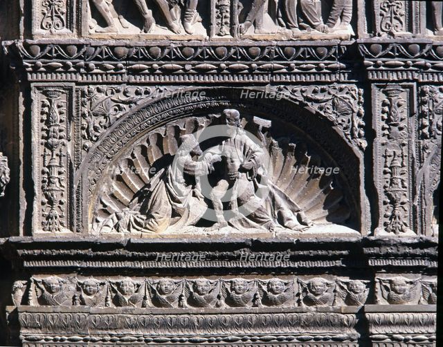 Church of St. Thomas in Haro, built in 1584, detail of the front of the main façade, designed by …