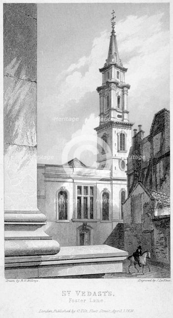 Church of St Vedast Foster Lane, City of London, 1838.                                           Artist: John Le Keux