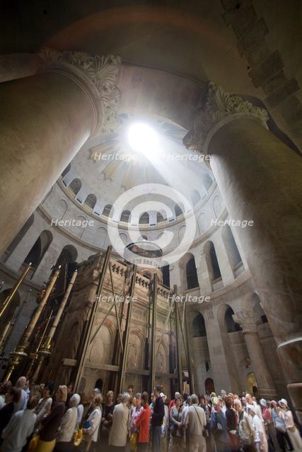 Church of the Holy Sepulchre, Fourteenth station of the Cross, Via Dolorosa, Jerusalem, Israel.  Creator: Samuel Magal.
