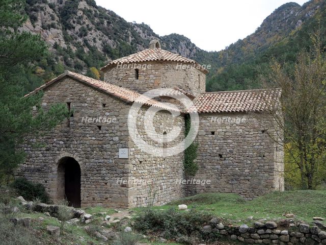 Church of the Monastery of Sant Pere de Graudescaldes in the foothills of the Busa mountains on t…