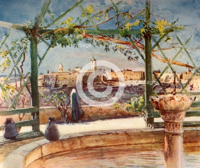 'Church of the Nativity at Bethlehem from a Garden on the Opposite Hill', 1902. Creator: John Fulleylove.