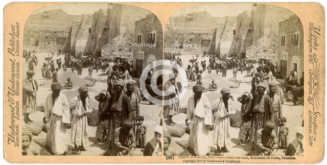Church of the Nativity, built where Jesus was born, Bethlehem, Palestine, 1900.Artist: Underwood & Underwood