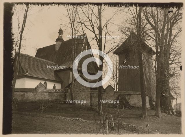Church of the Nativity of the Blessed Virgin showing church and belfry, Rajbrot, 1928. Creator: Wladyslaw Jaworski.