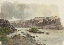 Church on a bank above a river, 1860-1900. Creator: Jan Nowopacký