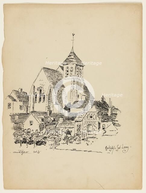 Church at Montigny-Sur-Loing, France, Travel Sketch, 1891. Creator: George Washington Maher.