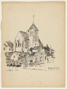 Church at Montigny-Sur-Loing, France, Travel Sketch, 1891. Creator: George Washington Maher