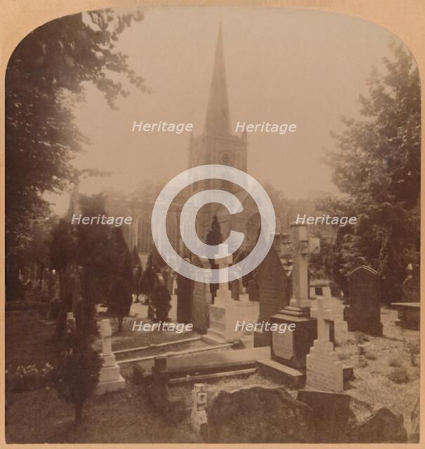'Church at Stratford-on-Avon, England - where lie the mortal remains of Shakspeare', 1900.  Creator: Underwood & Underwood.