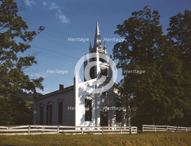 Church along the Delaware River, N.Y., 1943. Creator: John Collier.