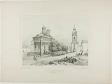 Church and Tower of Three Saints, Yassy, Modavia, July 19, 1837, 1840. Creator: Auguste Raffet