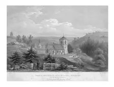 Church and School of St. Michael, Bussage c1800. Creator: Unknown