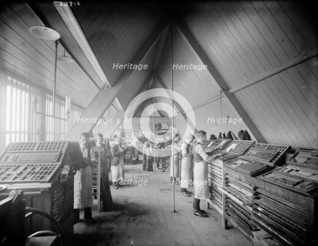 Church Army Press workshop with typesetters at work, Oxford, Oxfordshire, c1860-c1922. Artist: Henry Taunt