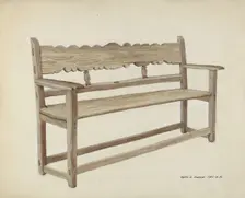 Church Bench - Wooden, c. 1937. Creator: Majel G. Claflin