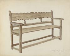 Church Bench - Wooden, c. 1937. Creator: Majel G. Claflin
