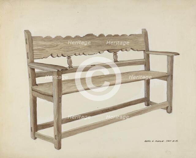 Church Bench - Wooden, c. 1937. Creator: Majel G. Claflin.