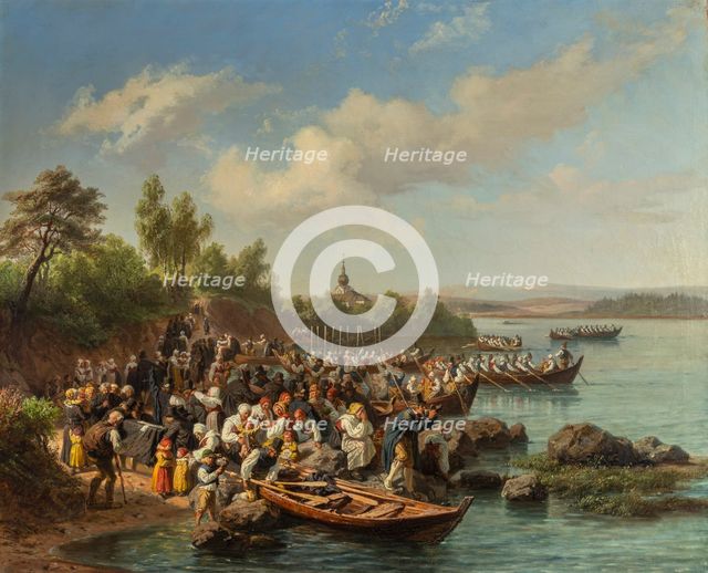 Church Boats at Leksand, 1860. Creator: Wallander, Josef Wilhelm (1821-1888).