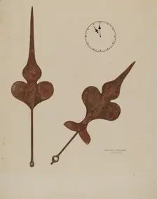 Church Clock Hands, 1938. Creator: Walter Praefke