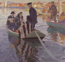 Church-Goers in a Boat, 1909. Creator: Carl Wilhelmson