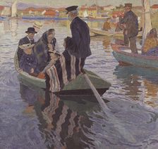 Church-Goers in a Boat, 1909. Creator: Carl Wilhelmson