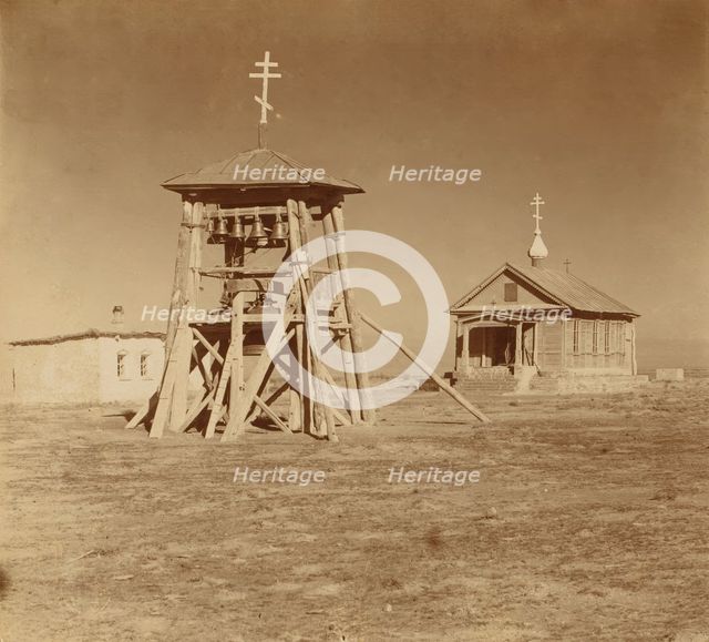 Church in Nikolsk settlement, Golodnaia Steppe, between 1905 and 1915. Creator: Sergey Mikhaylovich Prokudin-Gorsky.