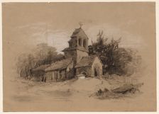 Church in a Landscape, 1800s. Creator: Henry Bright (British, 1810-1873)