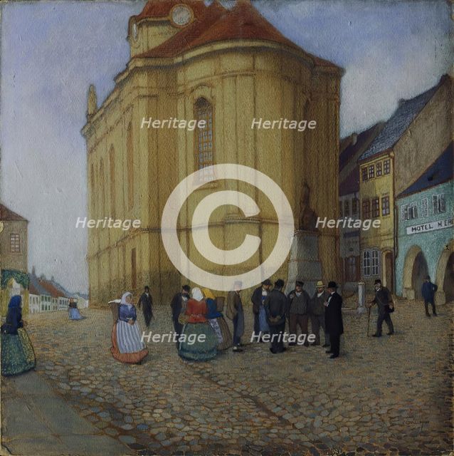 Church in Auscha, 1901. Creator: Emil Orlik.