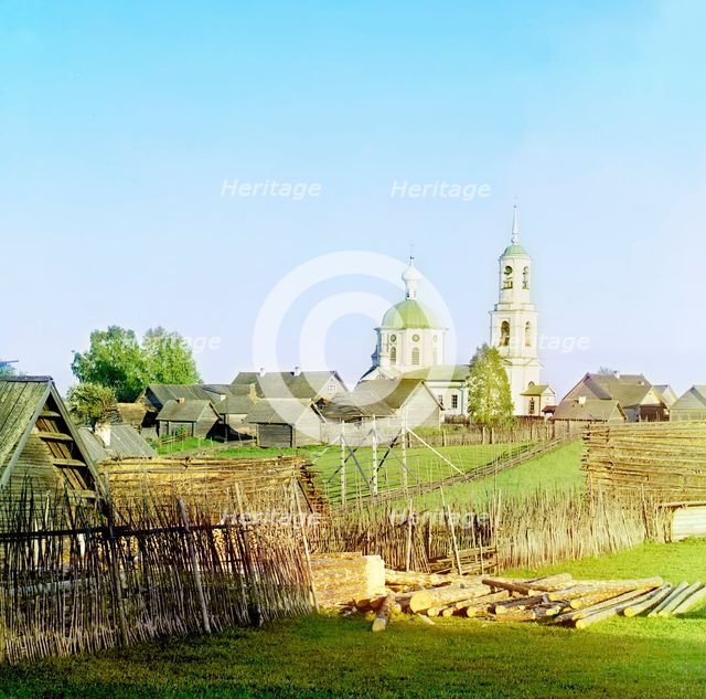 Church in Sterzh near the village of Novinka. St. Vladimir's (Peter and Paul) church, 1910. Creator: Sergey Mikhaylovich Prokudin-Gorsky.