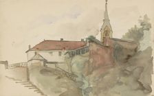 Church in the middle of some houses, 1865-1913. Creator: Abrahamina Arnolda Louisa Hubrecht