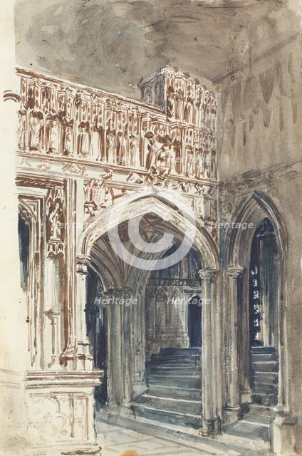 Church interior, possibly Westminster Abbey, c1830-1880. Creator: Solomon Alexander Hart.