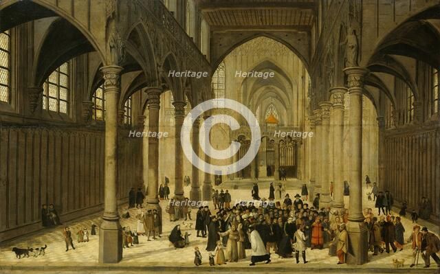 Church Interior with Christ Preaching to a Congregation, 1545-1570. Creator: Cornelis van Dalem.