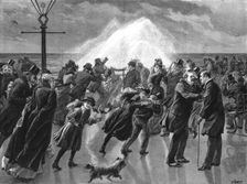 "Church Parade" at Brighton. A blustery day 1890. Creator: Robert Barnes