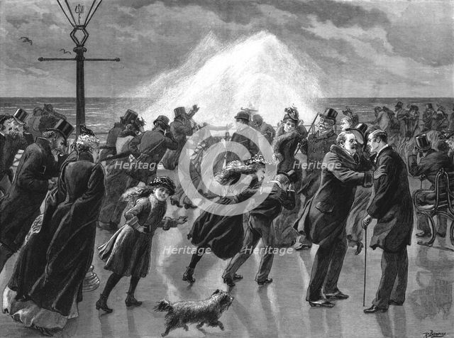"Church Parade" at Brighton. A blustery day', 1890. Creator: Robert Barnes.
