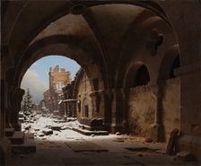 Church Ruin in Winter, 1848. Creator: Carl Hasenpflug