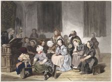 Church service with girls, 1830-1889. Creator: Jan Fabius