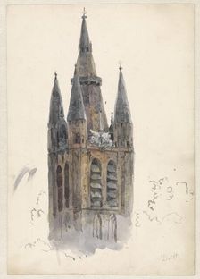 Church Tower in Delft, 1834-1893. Creator: Willem Antonie van Deventer
