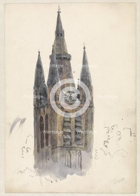 Church Tower in Delft, 1834-1893. Creator: Willem Antonie van Deventer.