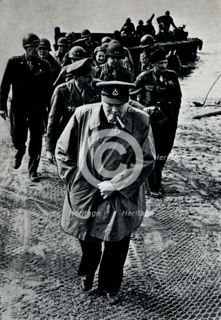 Churchill, Brooke, and Montgomery on the German-held east bank of the Rhine, 25th March, 1945.