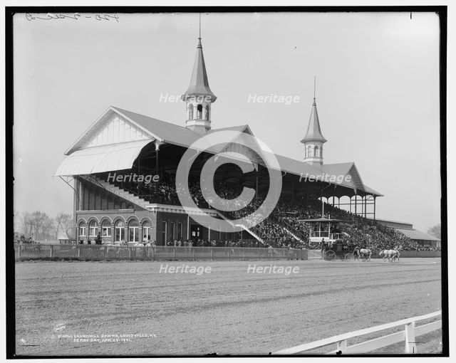Churchill Downs, Louisville, Ky., Derby day, 1901 Apr 29. Creator: Unknown.