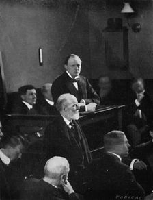 Churchill giving evidence regarding the Sidney Street incident 1911, (1945)