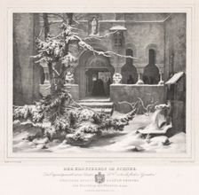 Churchyard with Snow, c. 1835. Creator: Andreas Borum (German, 1799-1853)