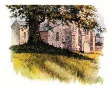 Churchyard at Tolpuddle showing James Hammett's grave, 1934