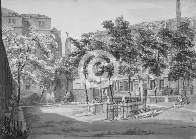 Churchyard, Fenchurch Street, City of London, 1820. Artist: Robert Blemmell Schnebbelie