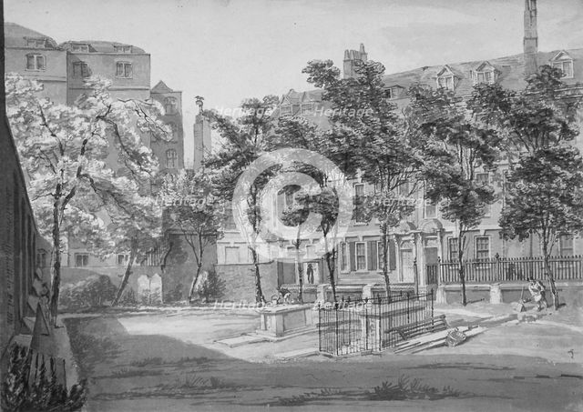 Churchyard, Fenchurch Street, City of London, 1820. Artist: Robert Blemmell Schnebbelie