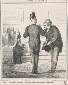 Chut...! ma fille entre en communication avec l'Esprit de Dante!..., 19th century. Creator: Honore Daumier