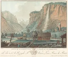 Chute de Staubbach, dans la Vallée de Lauterbrunnen (Falls at Staubbach..., probably 1776. Creator: Jean Francois Janinet