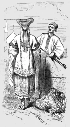 Chuvashes and their costumes; A Journey on the Volga 1875. Creator: Nicholas Rowe
