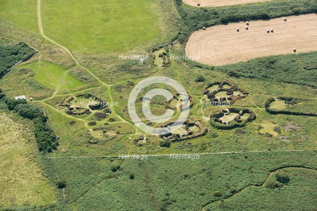 Chysauster an Iron Age to Roman settlement site with fogou, near Gulval, Cornwall, 2016. Creator: Damian Grady.