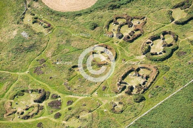 Chysauster an Iron Age to Roman settlement site with fogou, near Gulval, Cornwall, 2016. Creator: Damian Grady.