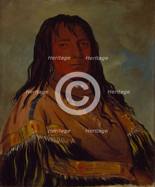 Chá-tee-wah-née-che, No Heart, Chief of the Wah-ne-watch-to-nee-nah Band, 1832. Creator: George Catlin.