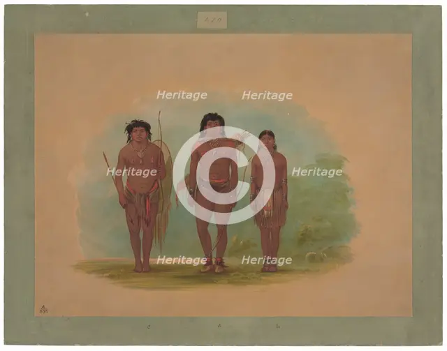 Chaco Chief, His Wife, and a Warrior, 1854/1869. Creator: George Catlin.