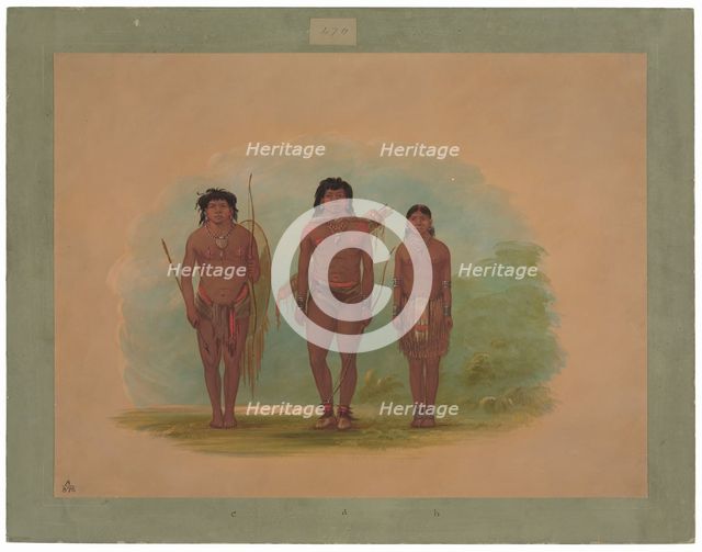 Chaco Chief, His Wife, and a Warrior, 1854/1869. Creator: George Catlin.